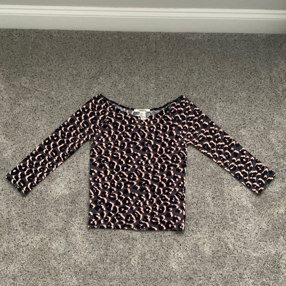Forever 21 Small Knit Top/3QSLV In Grey/Pink/Black